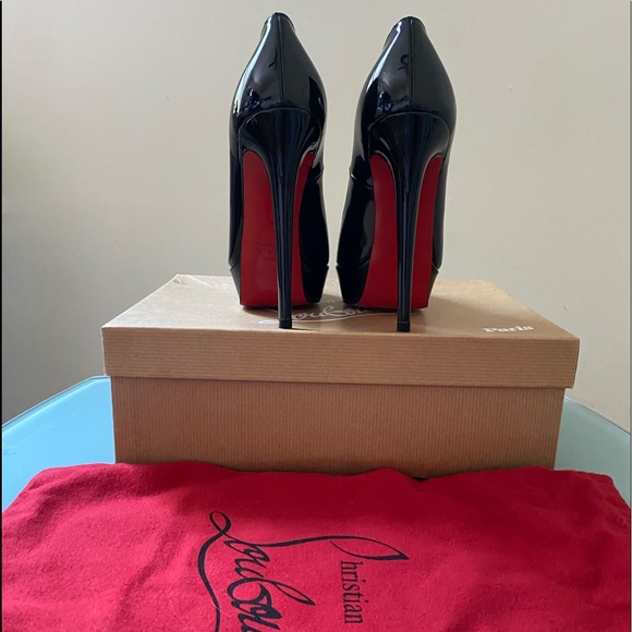 Authentic Christian Louboutin - Black Leather Bianca Platform Pumps Size 36 New - Picture 5 of 16